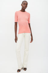 Louis Vuitton Pink Ribbed Knit Half Sleeve Top