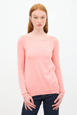 Louis Vuitton Pink Silk & Cotton One Pocket Knit Top