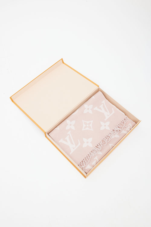 Louis Vuitton Pink & Beige Monogram Simply LV Wool Scarf