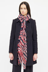 Louis Vuitton Pink Navy & Green Silk Cashmere Scarf