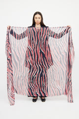 Louis Vuitton Pink Navy & Green Silk Cashmere Scarf