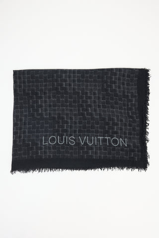 Louis Vuitton Grid Fringe Logo Scarf
