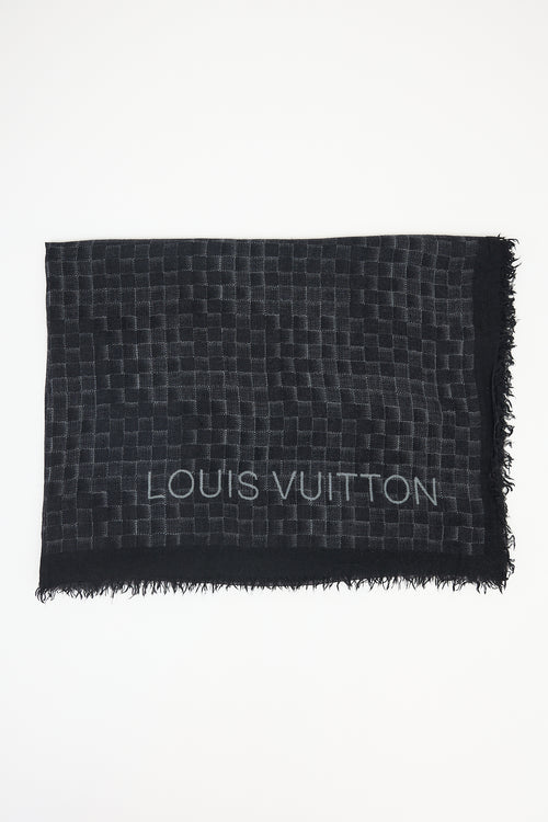 Louis Vuitton Grid Fringe Logo Scarf
