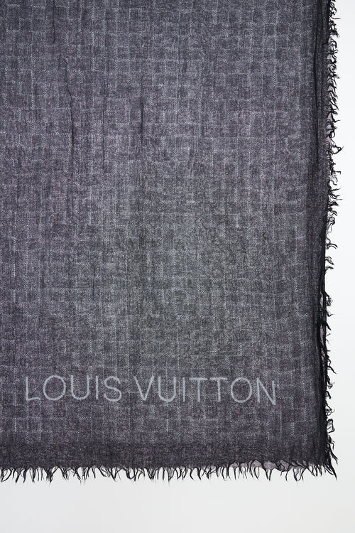 Louis Vuitton Grid Fringe Logo Scarf