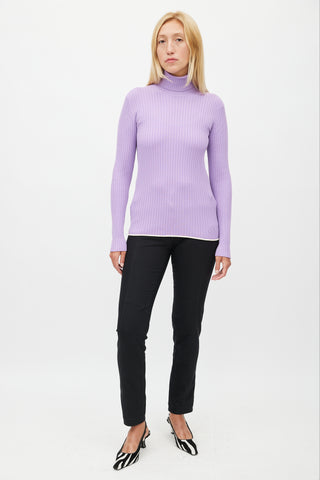 Louis Vuitton Purple Ribbed Turtleneck Top