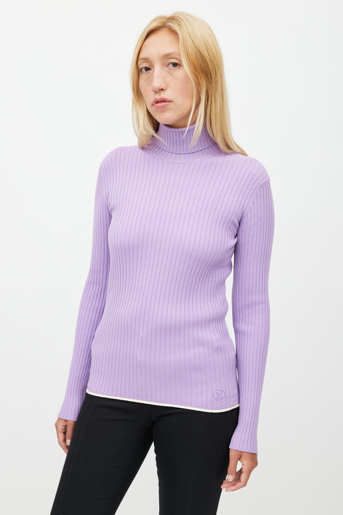 Louis Vuitton Purple Ribbed Turtleneck Top