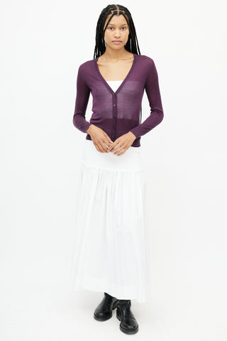 Louis Vuitton Purple Silk Knit Cardigan