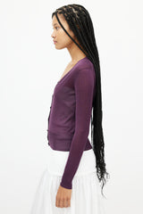 Louis Vuitton Purple Silk Knit Cardigan