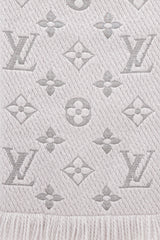 Louis Vuitton Purple Wool Monogram Fringe Scarf