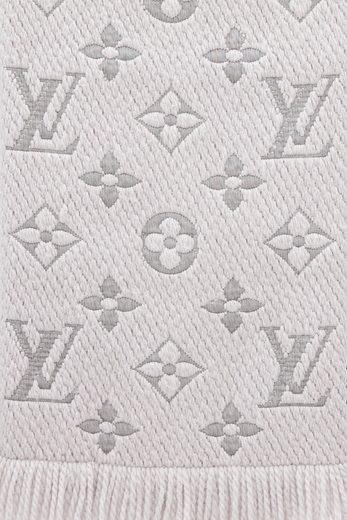 Louis Vuitton Purple Wool Monogram Fringe Scarf