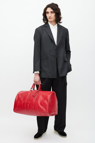 Louis Vuitton Red Epi Leather Keepall 55 Duffle Bag
