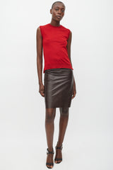 Louis Vuitton Red Wool Cashmere & Silk Sleeveless Top