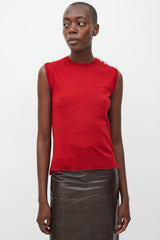 Louis Vuitton Red Wool Cashmere & Silk Sleeveless Top