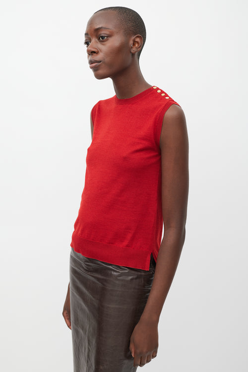 Louis Vuitton Red Wool Cashmere & Silk Sleeveless Top