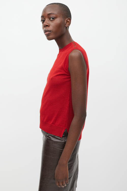 Louis Vuitton Red Wool Cashmere & Silk Sleeveless Top