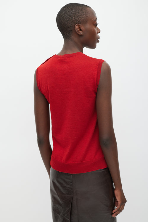Louis Vuitton Red Wool Cashmere & Silk Sleeveless Top