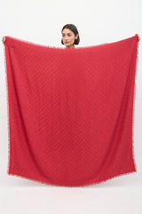 Louis Vuitton Red Silk Monogram Pomme D'Amour Scarf