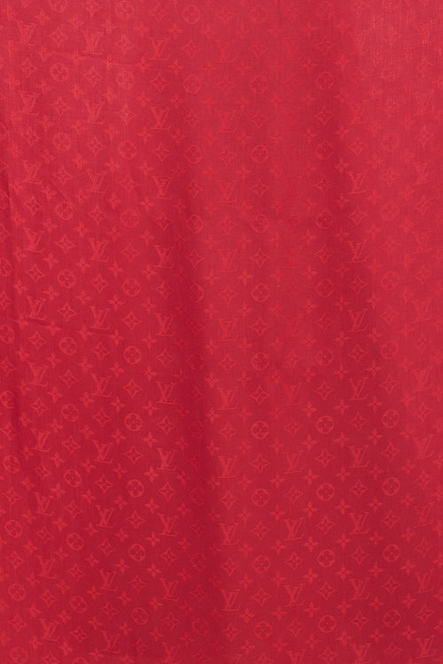 Louis Vuitton Red Silk Monogram Pomme D'Amour Scarf