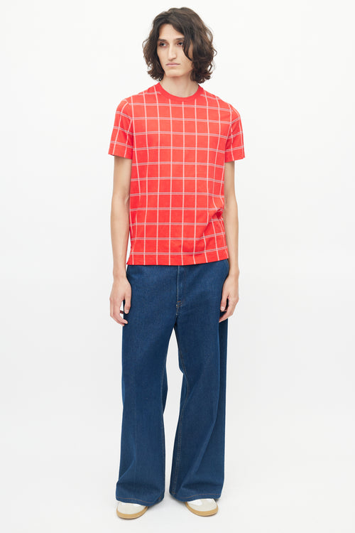 Louis Vuitton Red & White Monogram Plaid T-Shirt