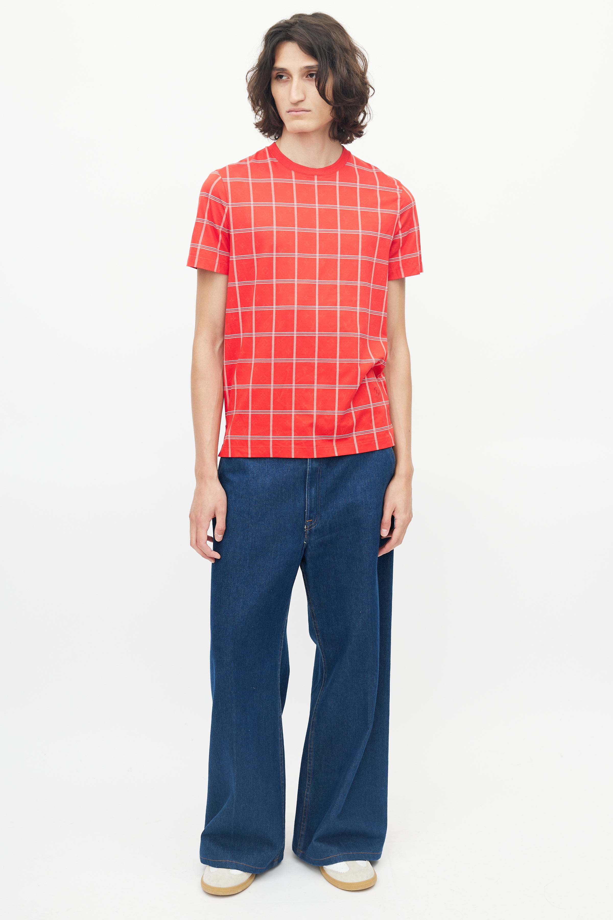 Louis Vuitton // Red & White Monogram Plaid T-Shirt – VSP Consignment