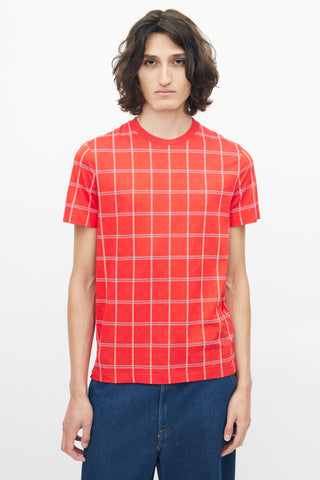 Louis Vuitton Red & White Monogram Plaid T-Shirt
