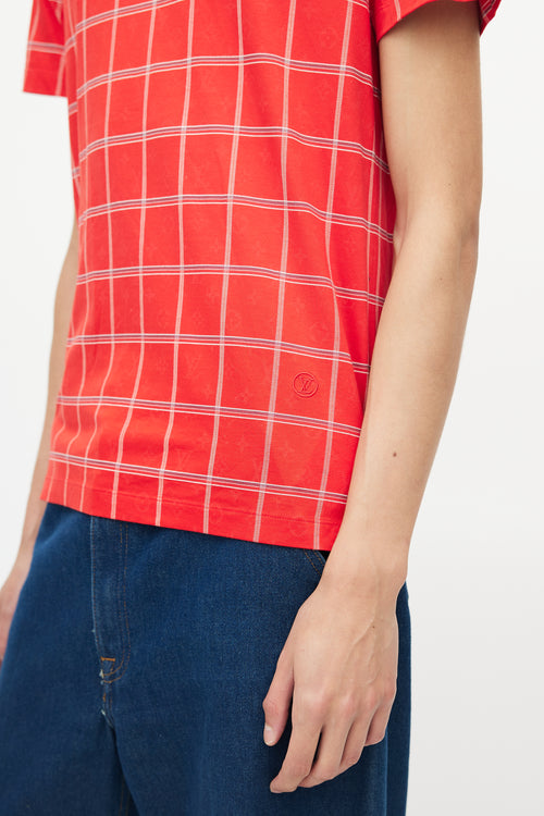 Louis Vuitton Red & White Monogram Plaid T-Shirt
