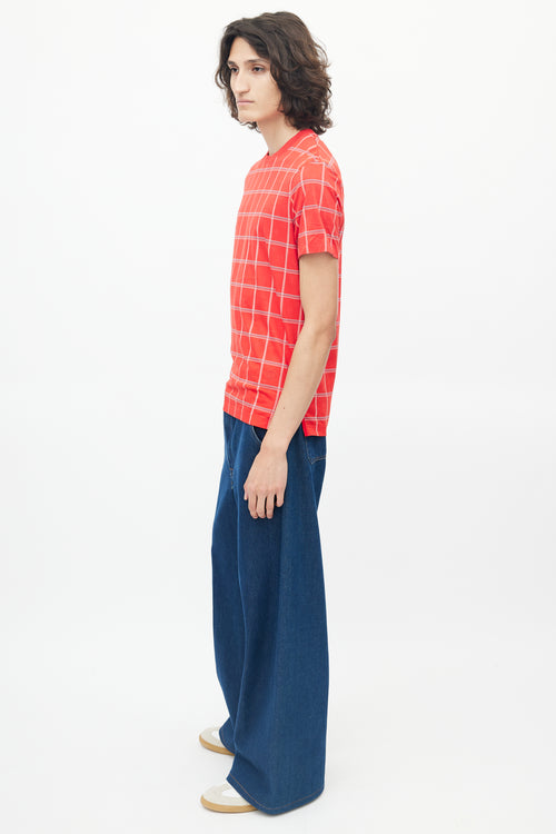 Louis Vuitton Red & White Monogram Plaid T-Shirt