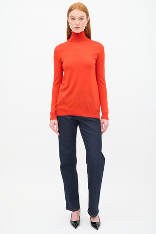 Louis Vuitton Red Wool & Silk Turtleneck Top