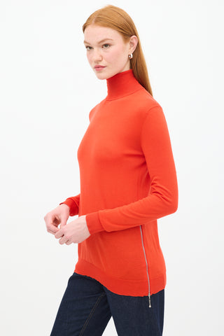 Louis Vuitton Red Wool & Silk Turtleneck Top