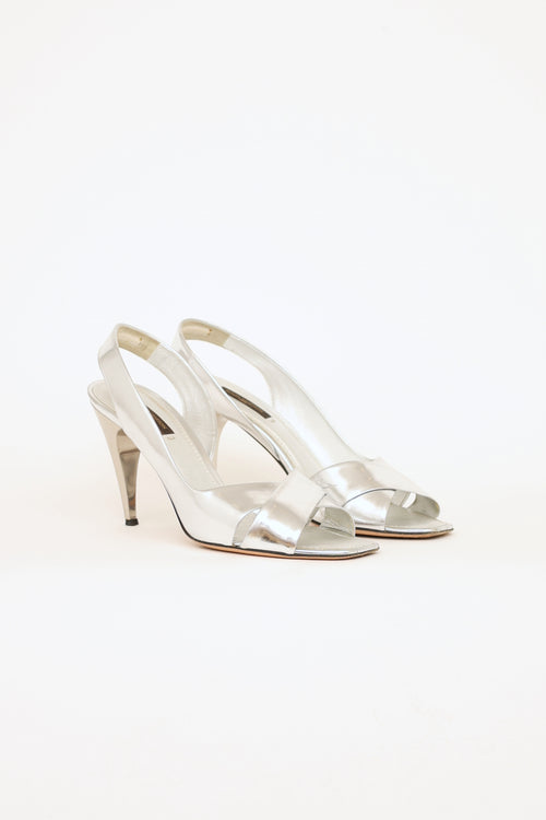 Louis Vuitton Silver Crossover Slingback Sandals