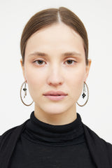 Louis Vuitton Silver & Black Sweet Creole Pendant Earrings