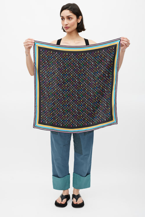 Louis Vuitton Spring 2003 Black & Multicolour Murakami Monogram Scarf