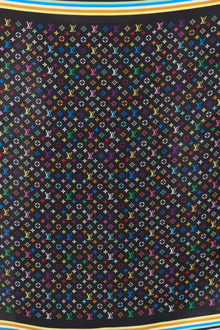Louis Vuitton Spring 2003 Black & Multicolour Murakami Monogram Scarf