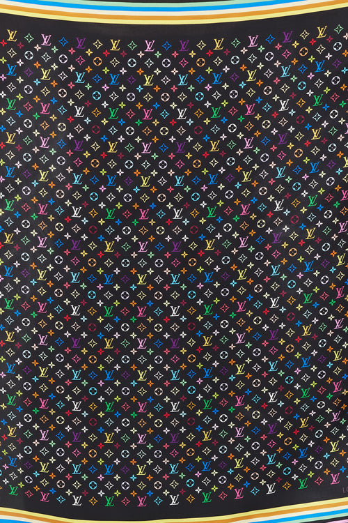 Louis Vuitton Spring 2003 Black & Multicolour Murakami Monogram Scarf