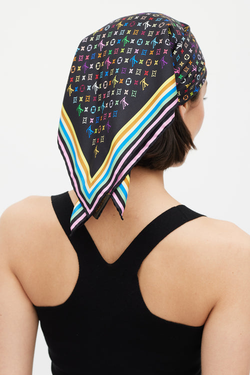 Louis Vuitton Spring 2003 Black & Multicolour Murakami Monogram Scarf