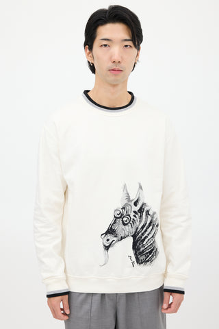 Louis Vuitton White & Black Graphic Crewneck