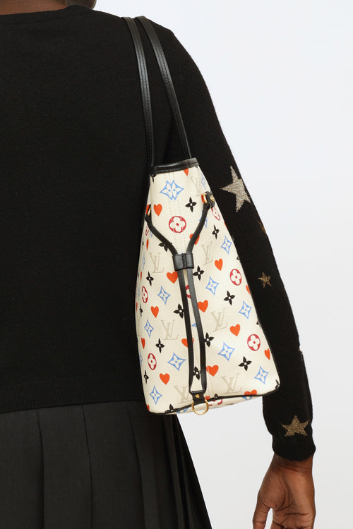 Louis Vuitton Cream Game On Neverfull Tote Bag