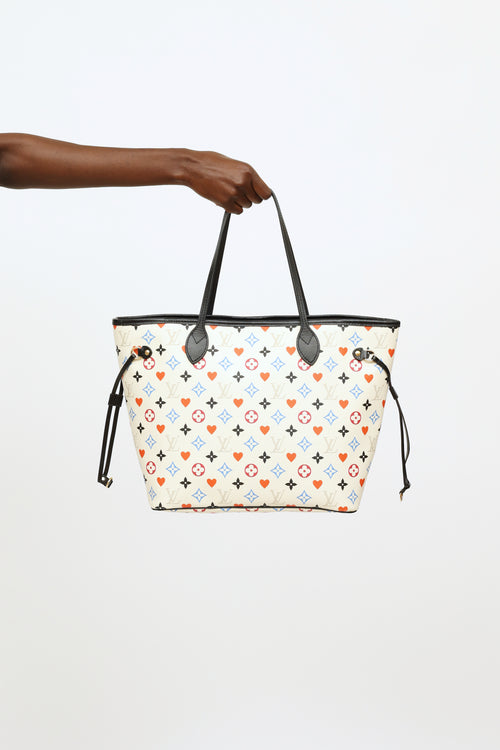 Louis Vuitton Cream Game On Neverfull Tote Bag