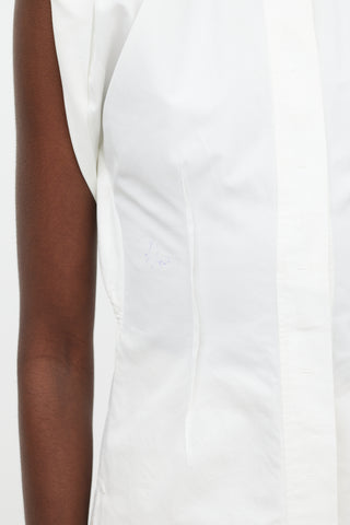 Louis Vuitton White Cotton Sleeveless Button Up Top