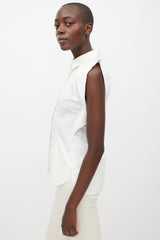 Louis Vuitton White Cotton Sleeveless Button Up Top