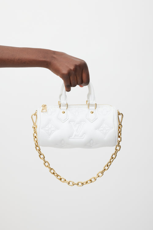 Louis Vuitton White Leather Monogram Papillon Bag