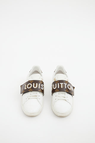 Louis Vuitton White  & Brown Frontrow Logo Sneakers