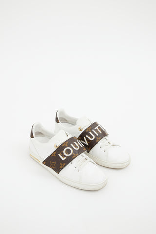 Louis Vuitton White  & Brown Frontrow Logo Sneakers