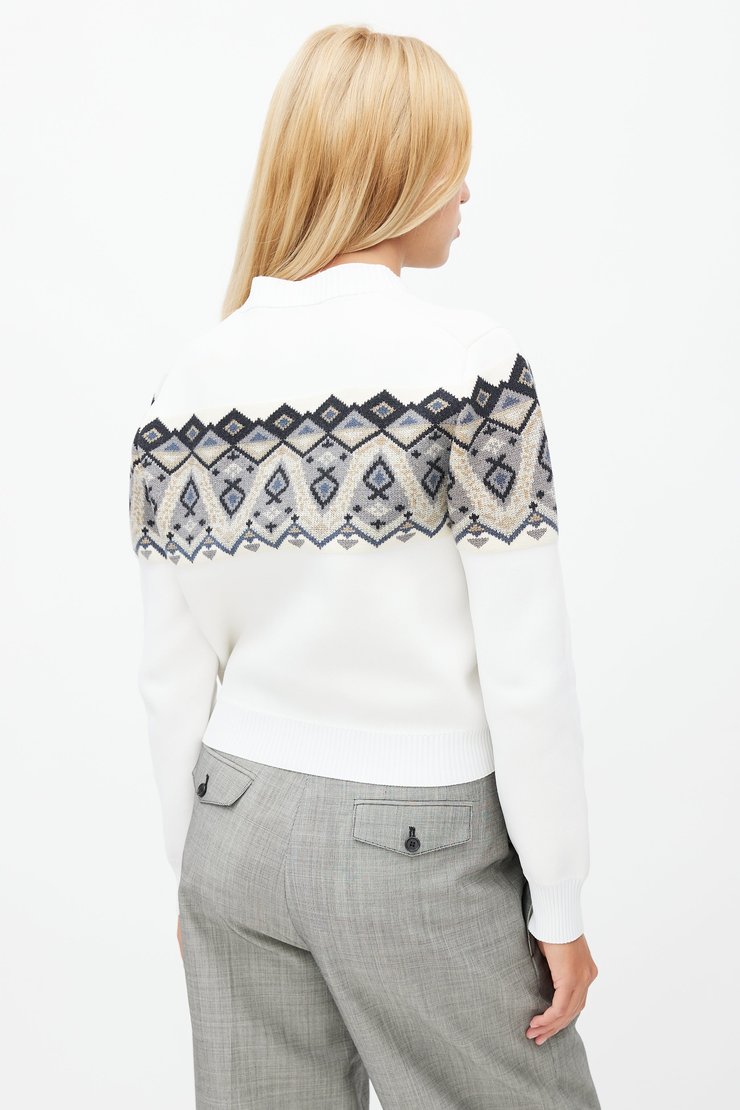 Louis Vuitton® Crochet Knit Cropped Pullover White. Size M0 in