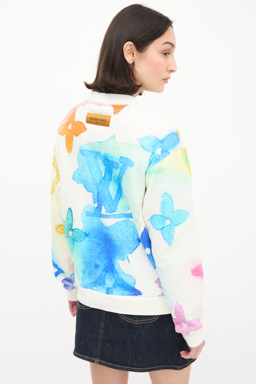 Louis Vuitton White & Multi Watercolour Monogram Sweatshirt