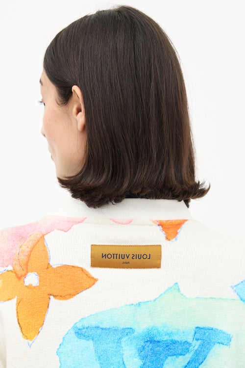 Louis Vuitton White & Multi Watercolour Monogram Sweatshirt