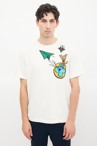 Louis Vuitton White & Multicolour Comics Intarsia T-Shirt