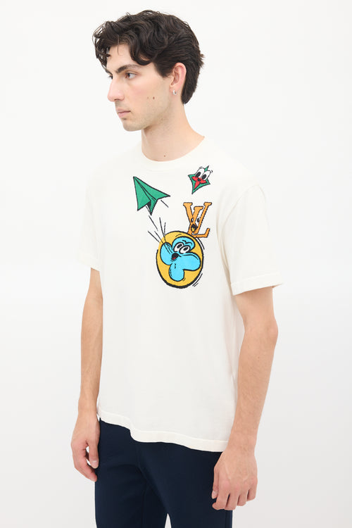 Louis Vuitton White & Multicolour Comics Intarsia T-Shirt