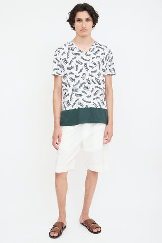 Louis Vuitton White & Multicolour City Script V-Neck T-Shirt