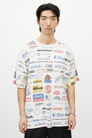 Louis Vuitton White & Multicolour Freedom Logo T-Shirt
